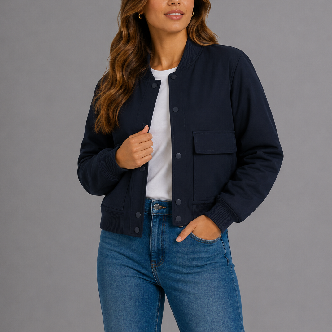 Kael | Women's Cropped Bomber Jacket with Flap Pockets