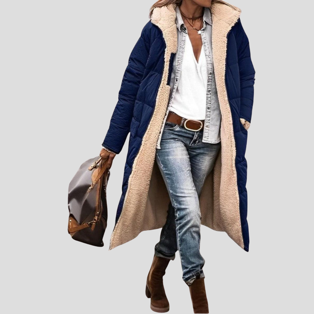 Katarina | Cozy Reversible Long Puffer Teddy Coat