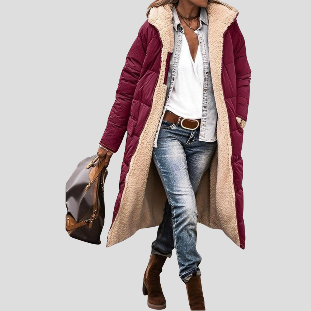 Katarina | Cozy Reversible Long Puffer Teddy Coat