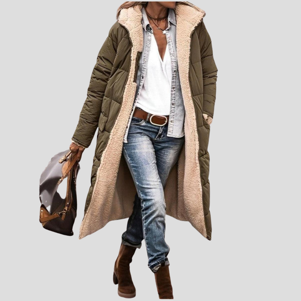 Katarina | Cozy Reversible Long Puffer Teddy Coat