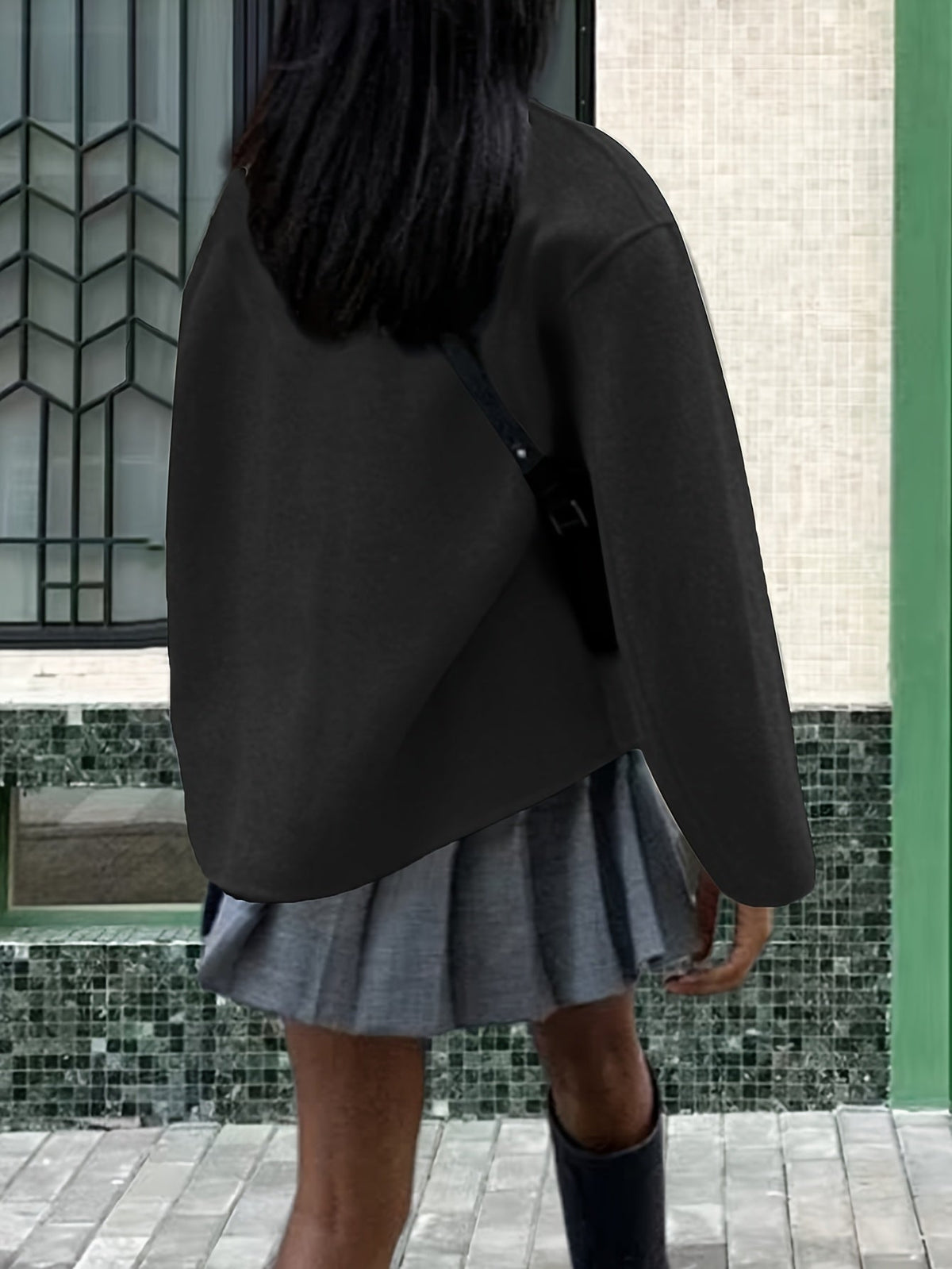 Katherine | Effortless Oversized Wool Pea Coat with Stand Collar