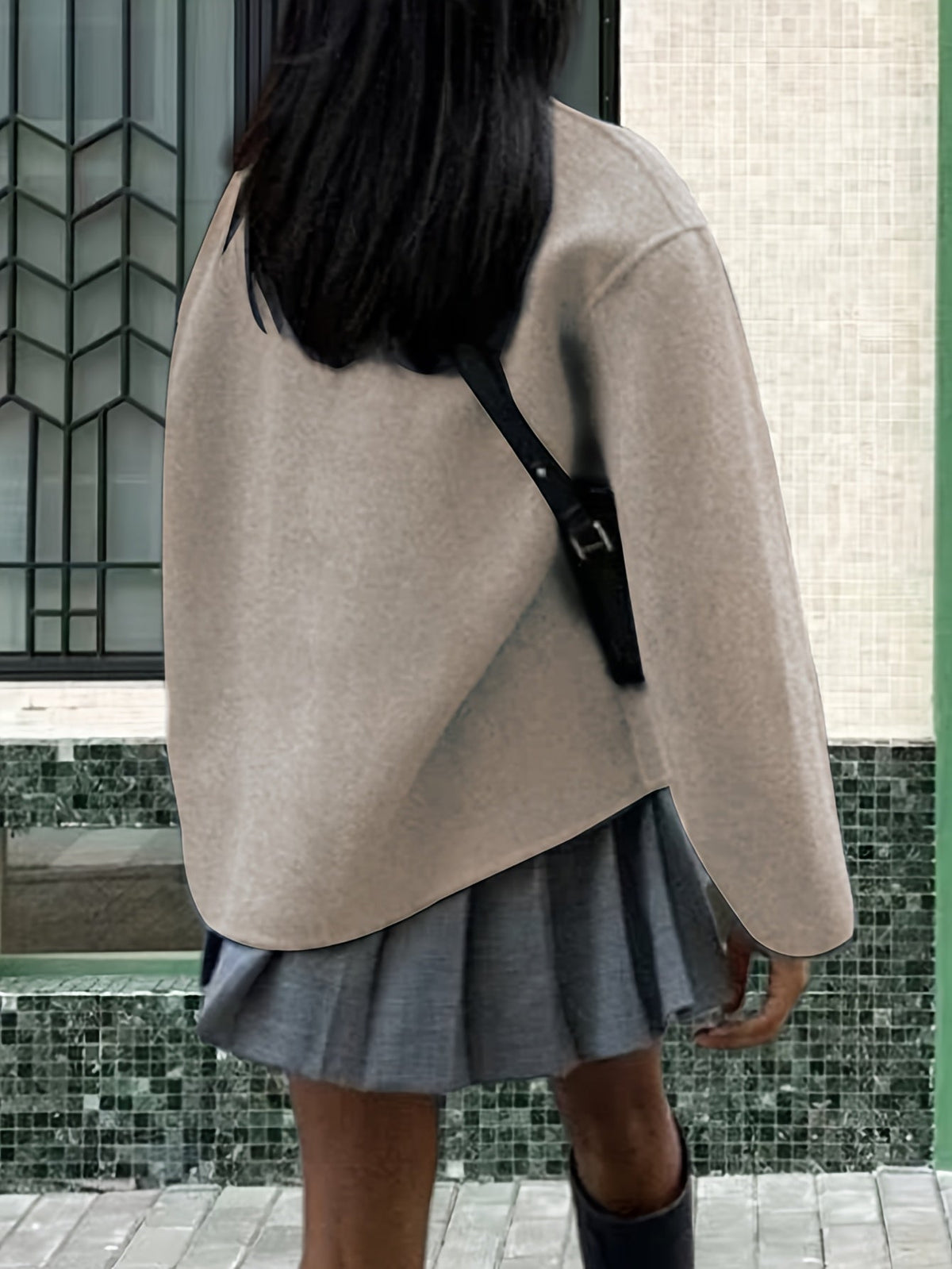Katherine | Effortless Oversized Wool Pea Coat with Stand Collar