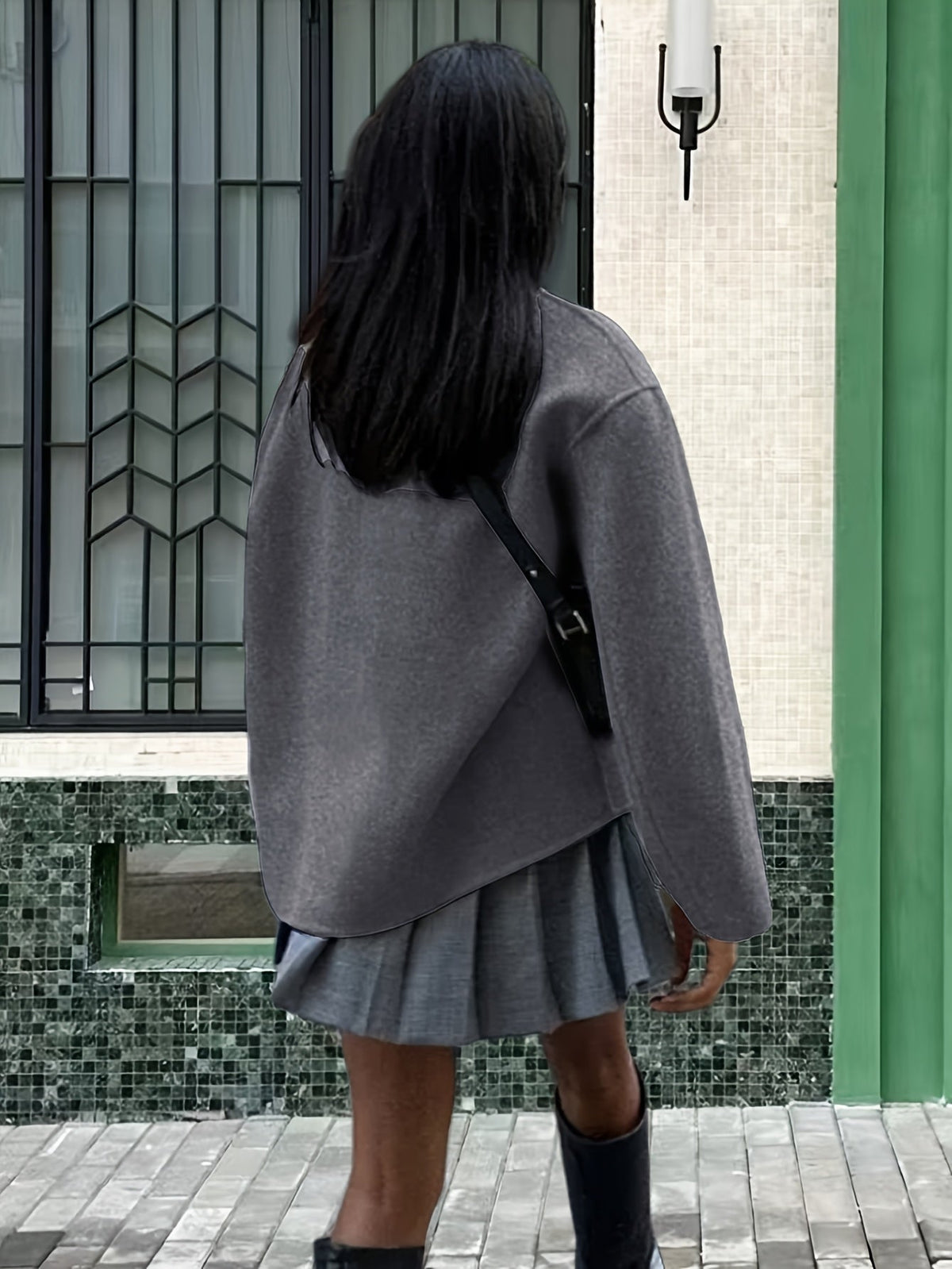 Katherine | Effortless Oversized Wool Pea Coat with Stand Collar