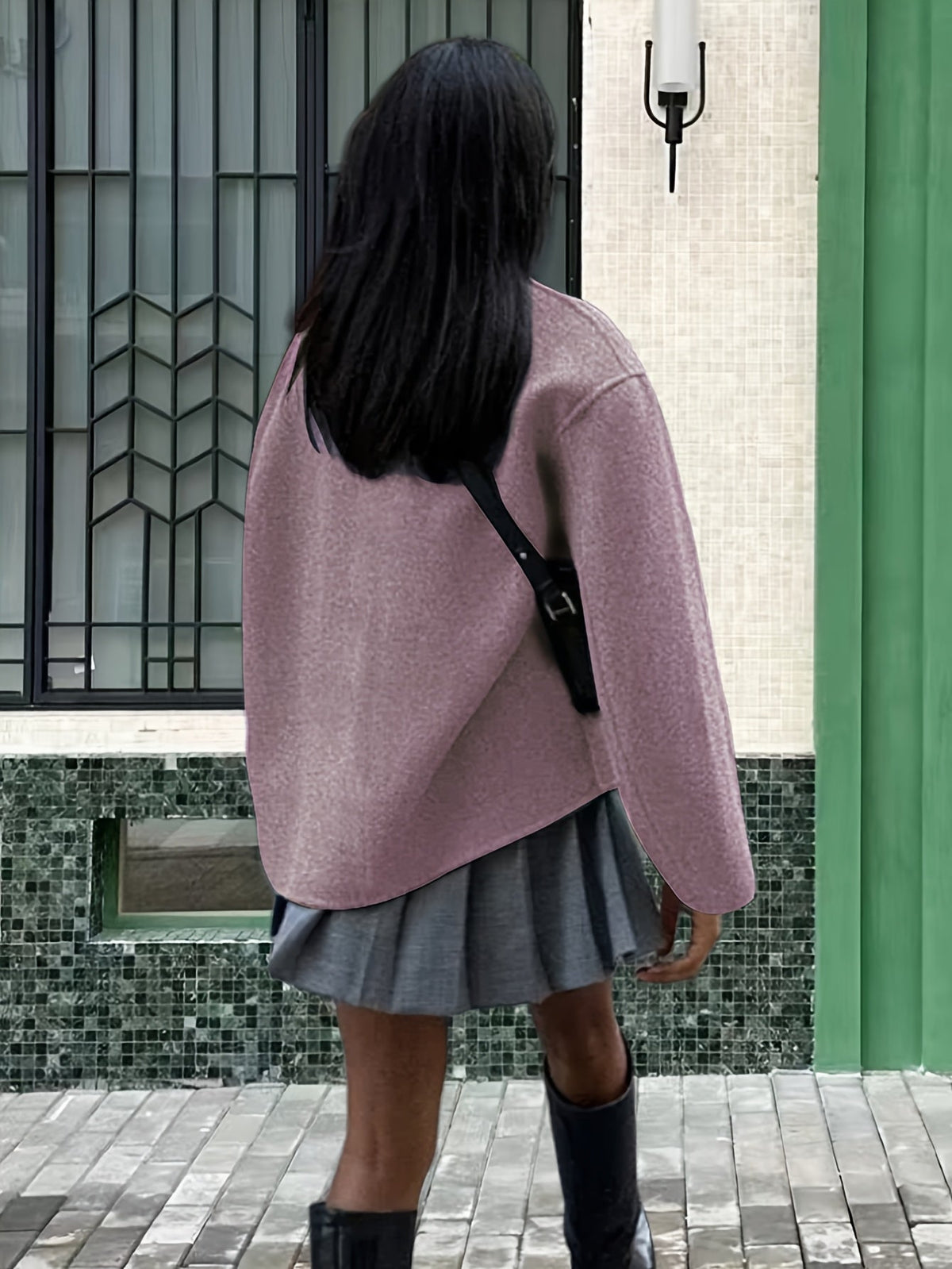 Katherine | Effortless Oversized Wool Pea Coat with Stand Collar