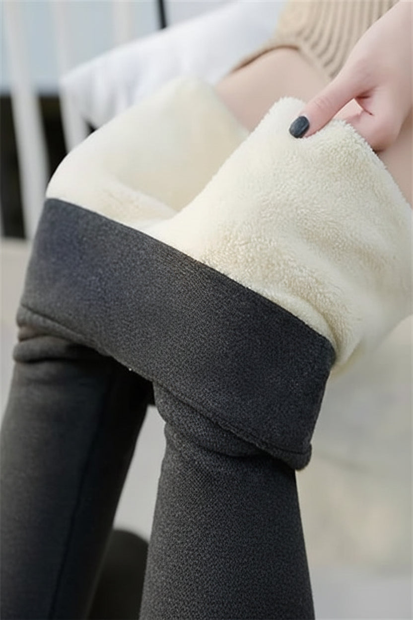 Women's high waisted fleece lined leggings in Dark Gray