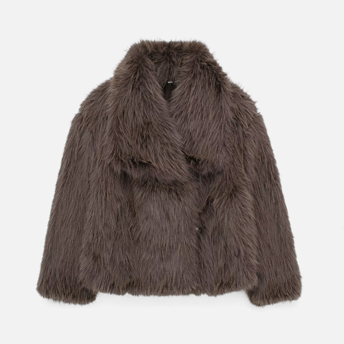 Luma | Women's Cropped Faux Fur Jacket - Wide Lapel Open Front