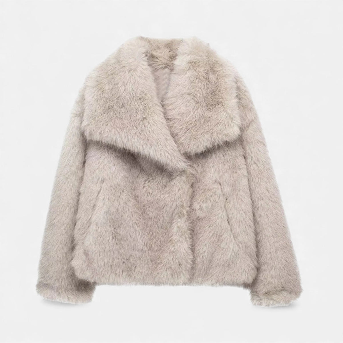 Luma | Women's Cropped Faux Fur Jacket - Wide Lapel Open Front