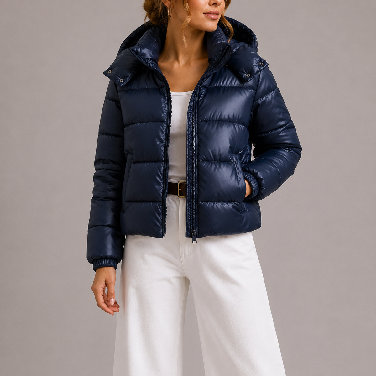 Lynd | Women's Cropped Quilted Puffer Jacket with Zip Front