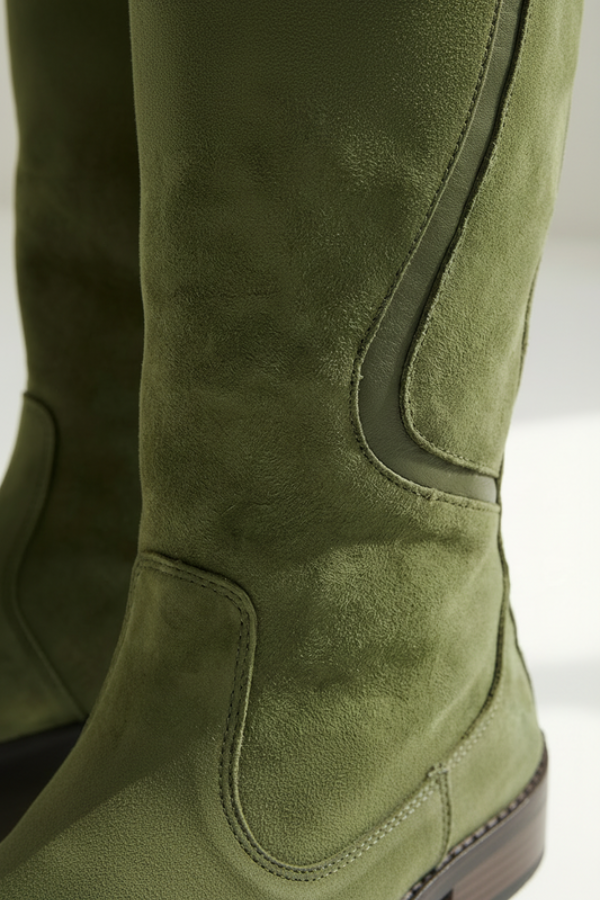 Maeve | Women's Suede Winter Boots - Knee High Waterproof Buckle Strap