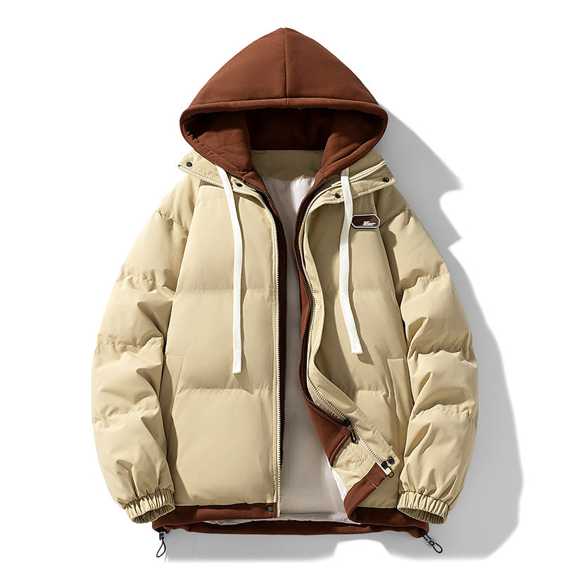 Zach | Men's Quilted Winter Puffer Jacket - Hooded Drawstring Elastic Cuffs