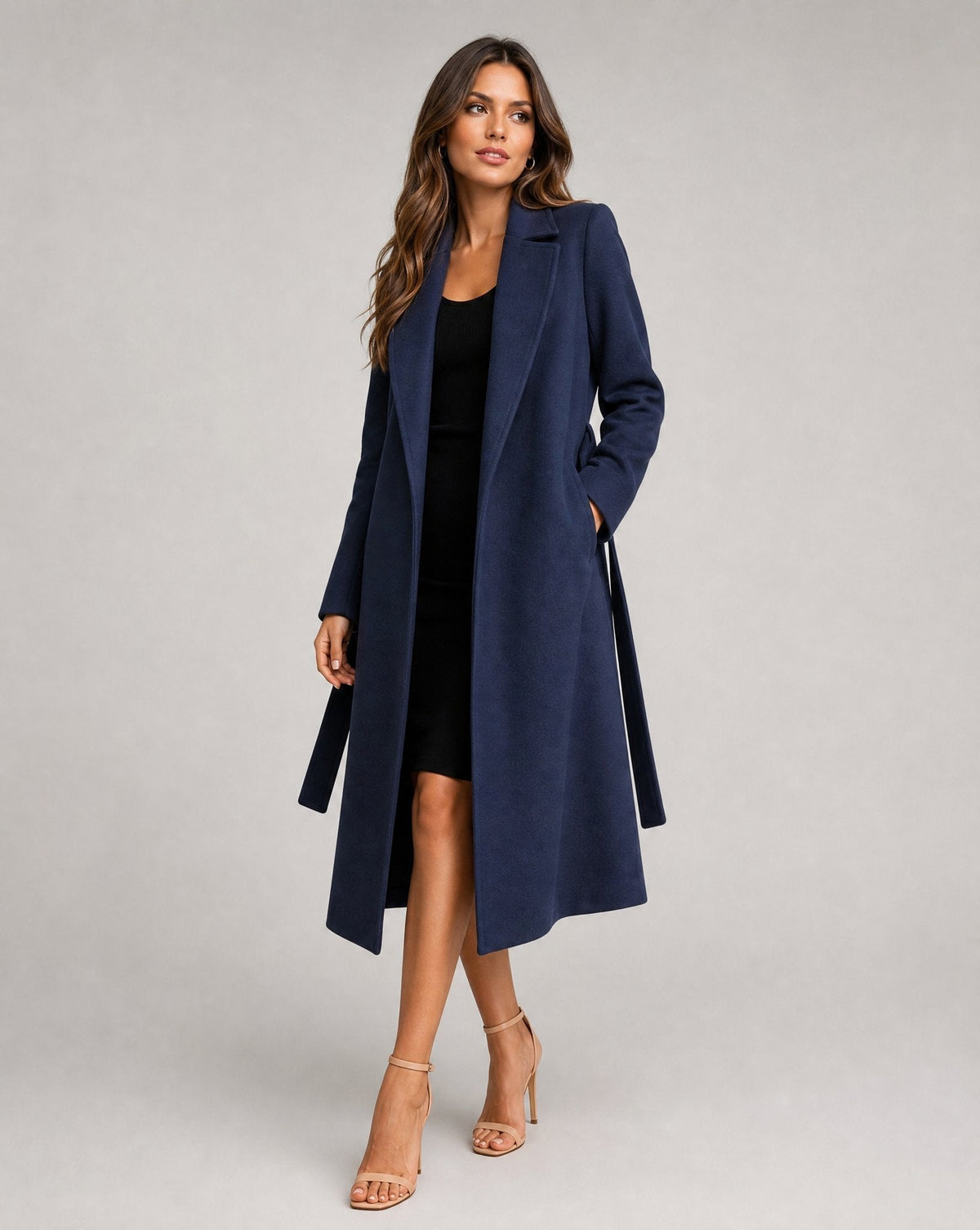 Margaret | Elegant Belted Wool Trench Coat with Notched Lapel