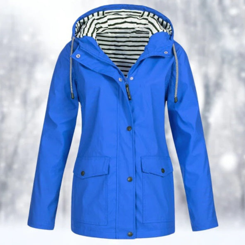 Mira | Women's Parka Rain Jacket - Hooded Zip Snap Waterproof