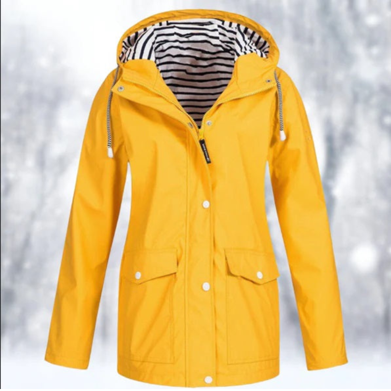 Mira | Women's Parka Rain Jacket - Hooded Zip Snap Waterproof