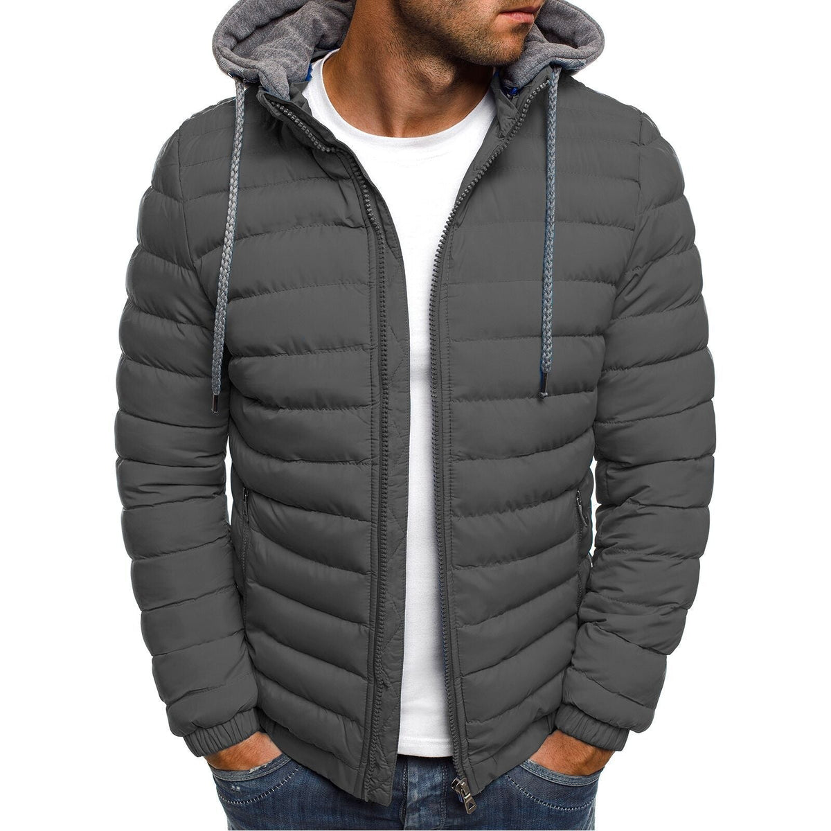 Ben | Men's Quilted Winter Puffer Jacket - Detachable Hood Zip Pockets