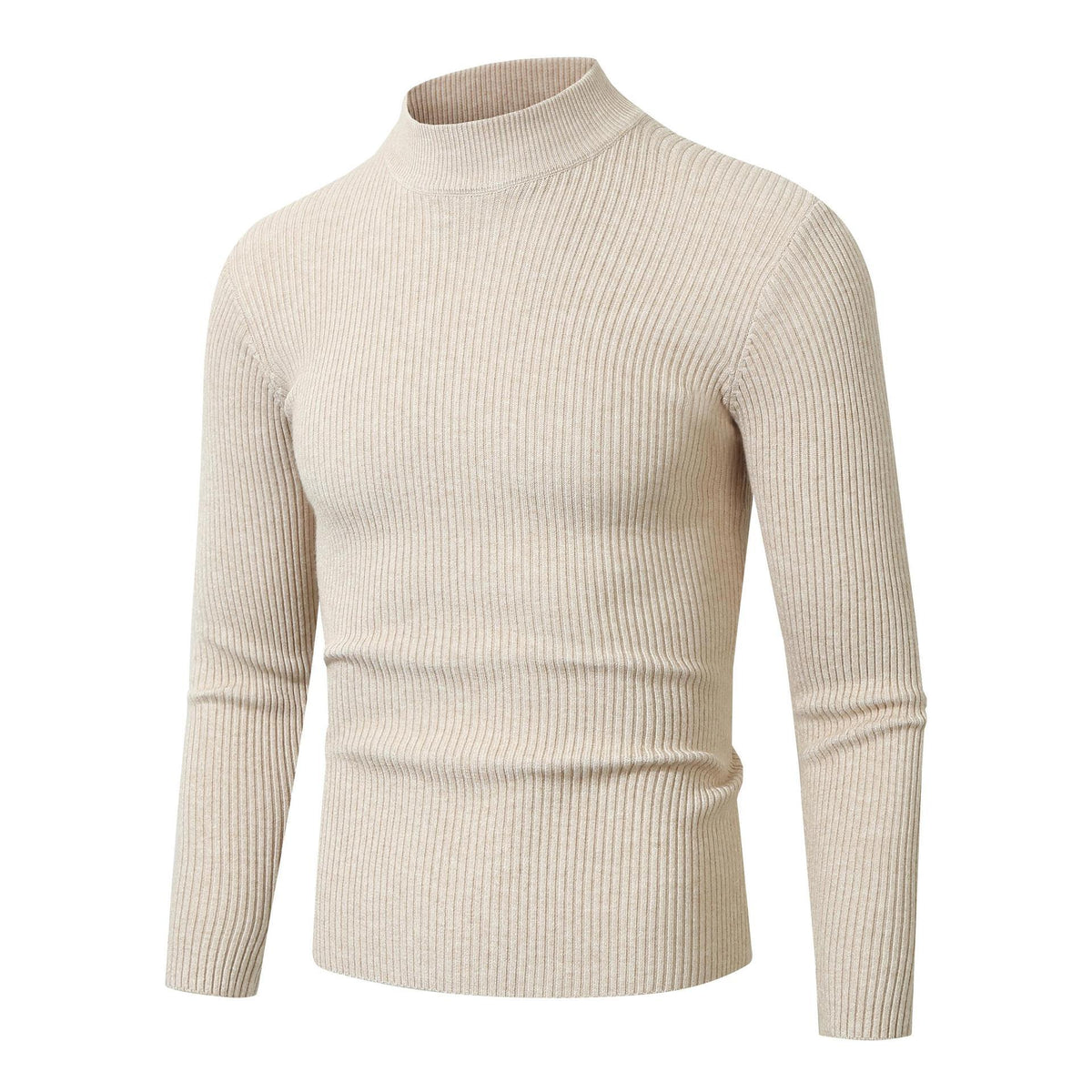 Brian | Men's Knit Turtleneck Sweater - Ribbed Slim Fit Long Sleeve