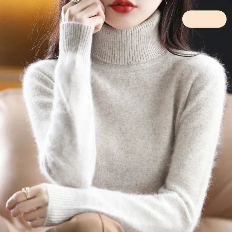 Ophelia | Sophisticated High Neck Cashmere Turtleneck Sweater
