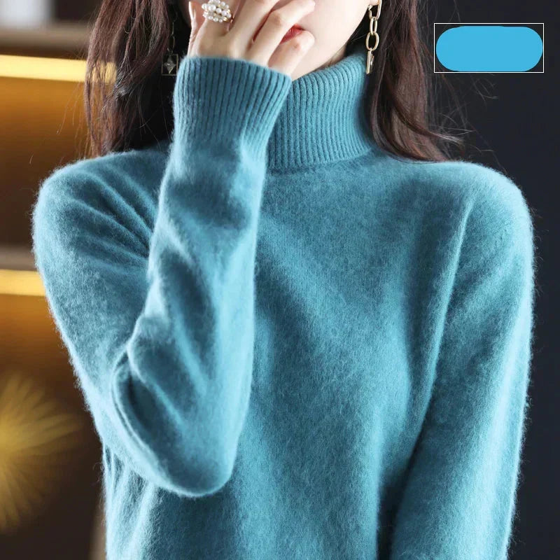 Ophelia | Sophisticated High Neck Cashmere Turtleneck Sweater