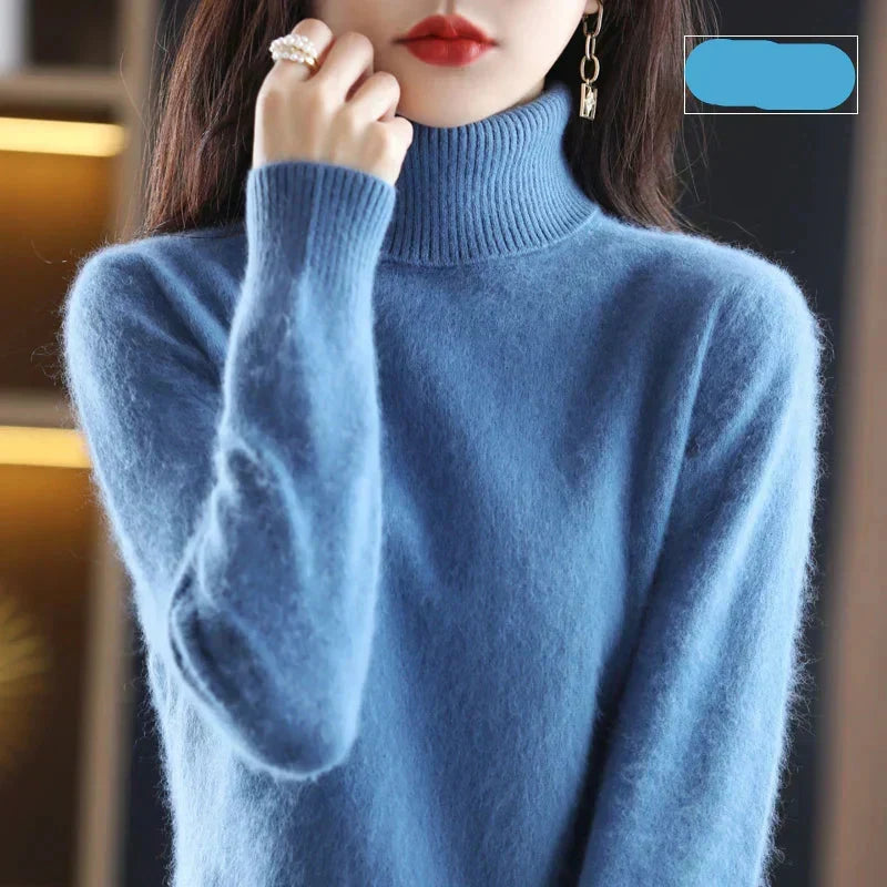 Ophelia | Sophisticated High Neck Cashmere Turtleneck Sweater
