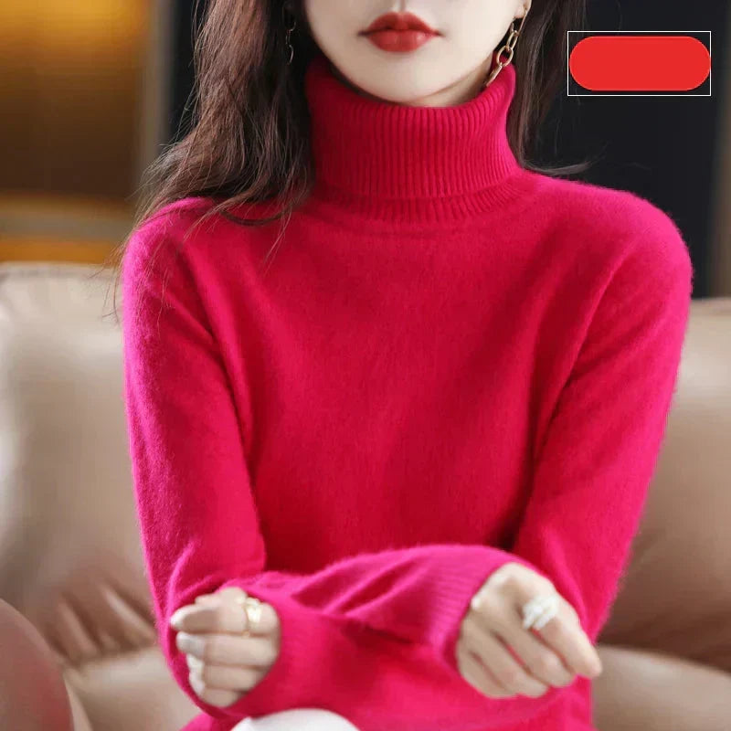 Ophelia | Sophisticated High Neck Cashmere Turtleneck Sweater