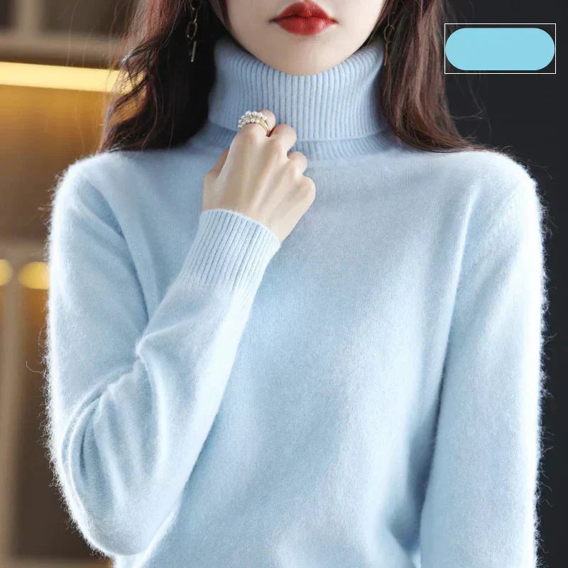 Ophelia | Sophisticated High Neck Cashmere Turtleneck Sweater