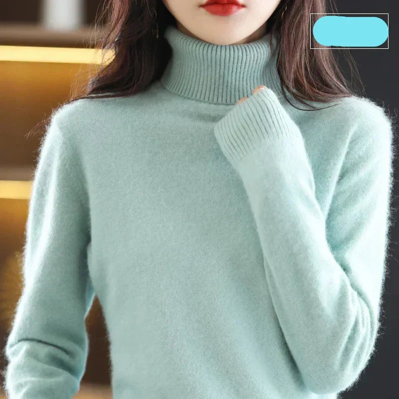 Ophelia | Sophisticated High Neck Cashmere Turtleneck Sweater