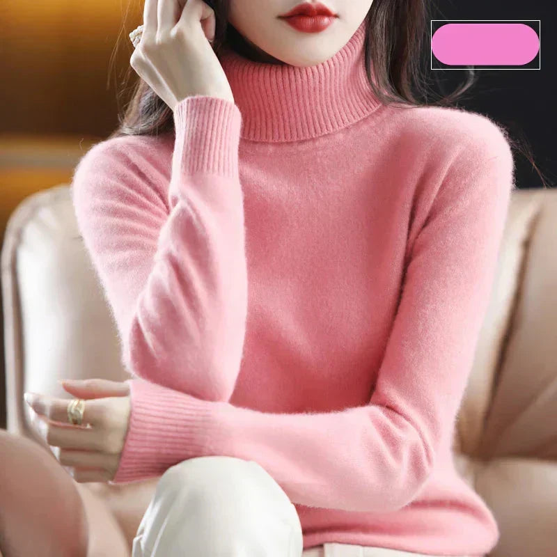 Ophelia | Sophisticated High Neck Cashmere Turtleneck Sweater