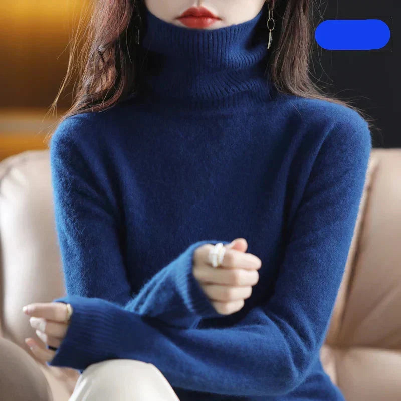 Ophelia | Sophisticated High Neck Cashmere Turtleneck Sweater