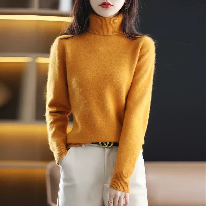 Ophelia | Sophisticated High Neck Cashmere Turtleneck Sweater