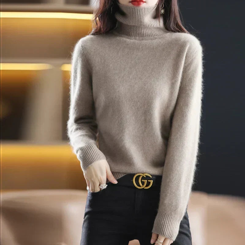Ophelia | Sophisticated High Neck Cashmere Turtleneck Sweater