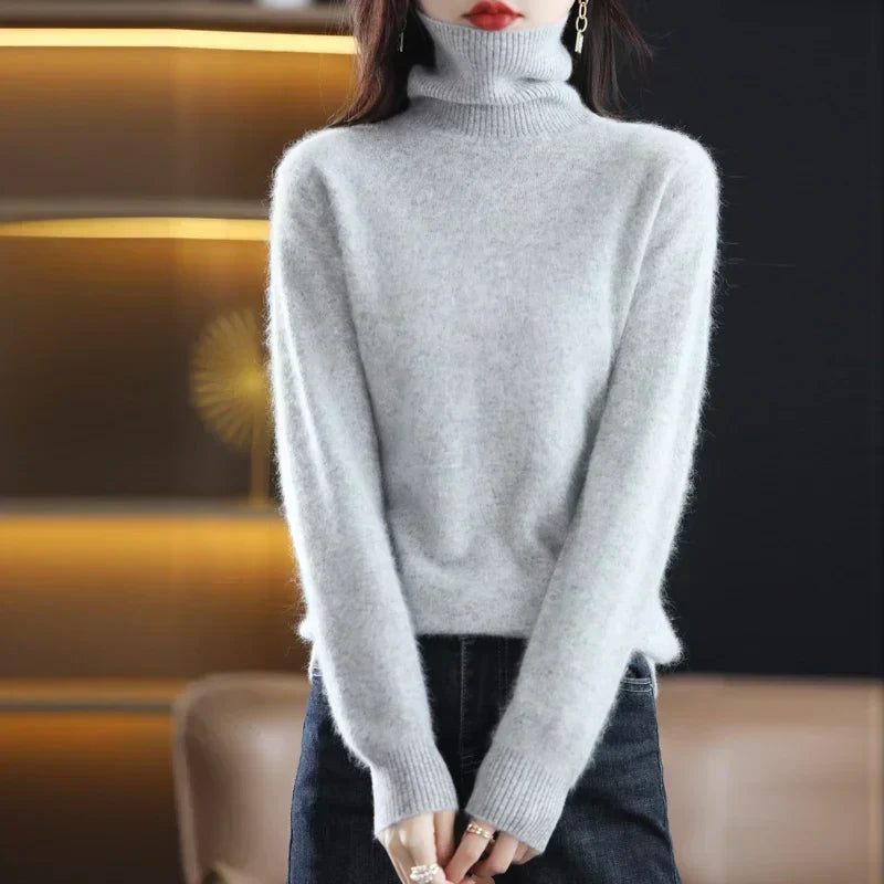 Ophelia | Sophisticated High Neck Cashmere Turtleneck Sweater