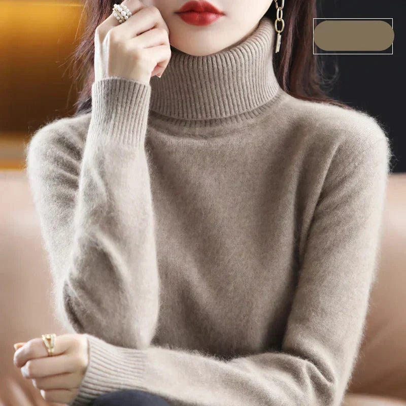 Ophelia | Sophisticated High Neck Cashmere Turtleneck Sweater