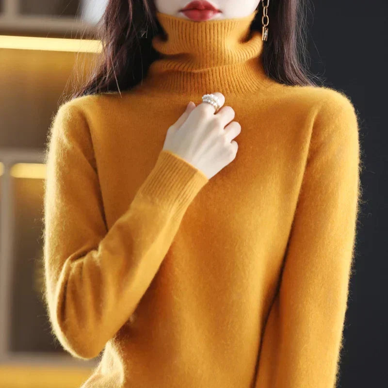 Ophelia | Sophisticated High Neck Cashmere Turtleneck Sweater
