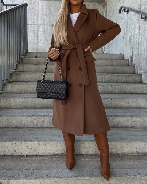 Paige | Women's Long Trench Coat - Longline Tailored Long Sleeve Structured