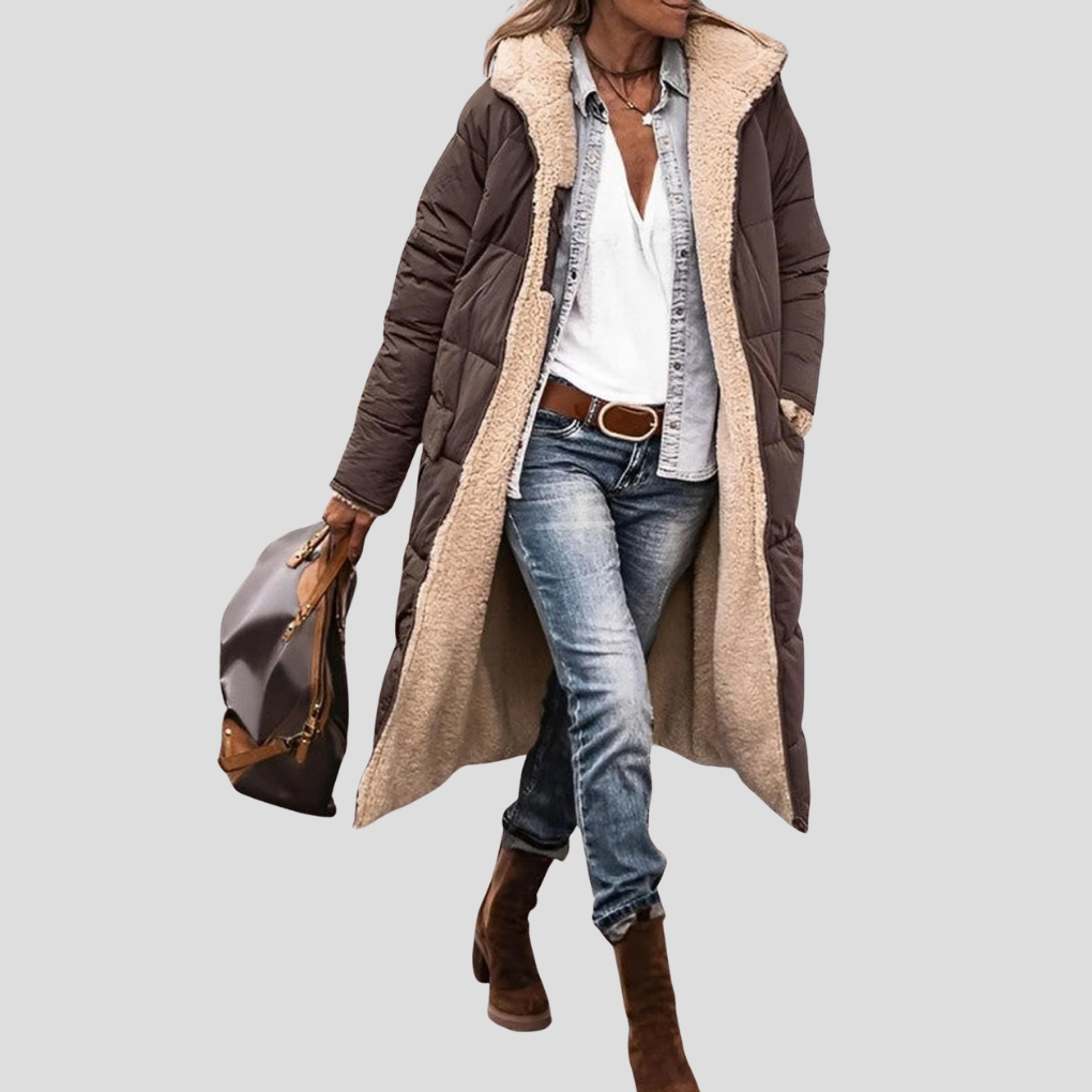 Penelope | Cozy Reversible Hooded Teddy Lined Long Coat
