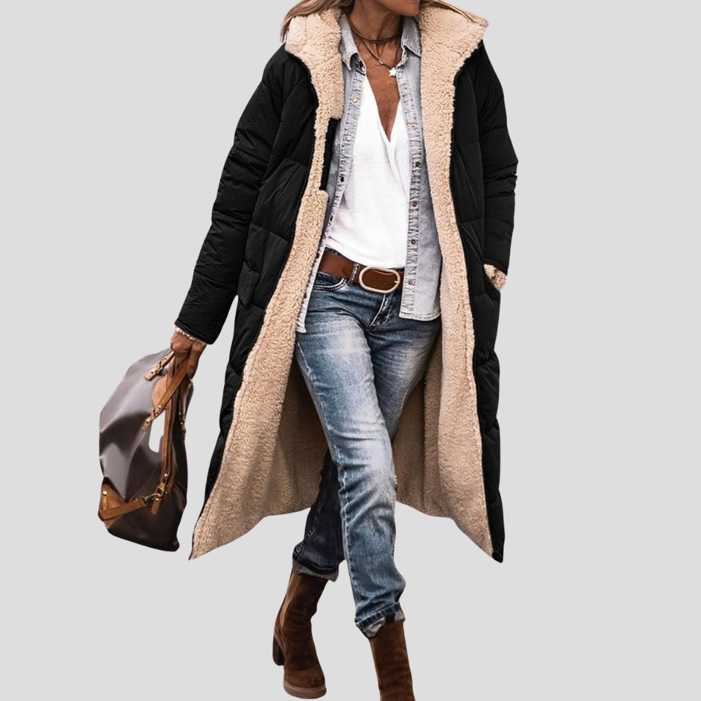 Penelope | Cozy Reversible Hooded Teddy Lined Long Coat