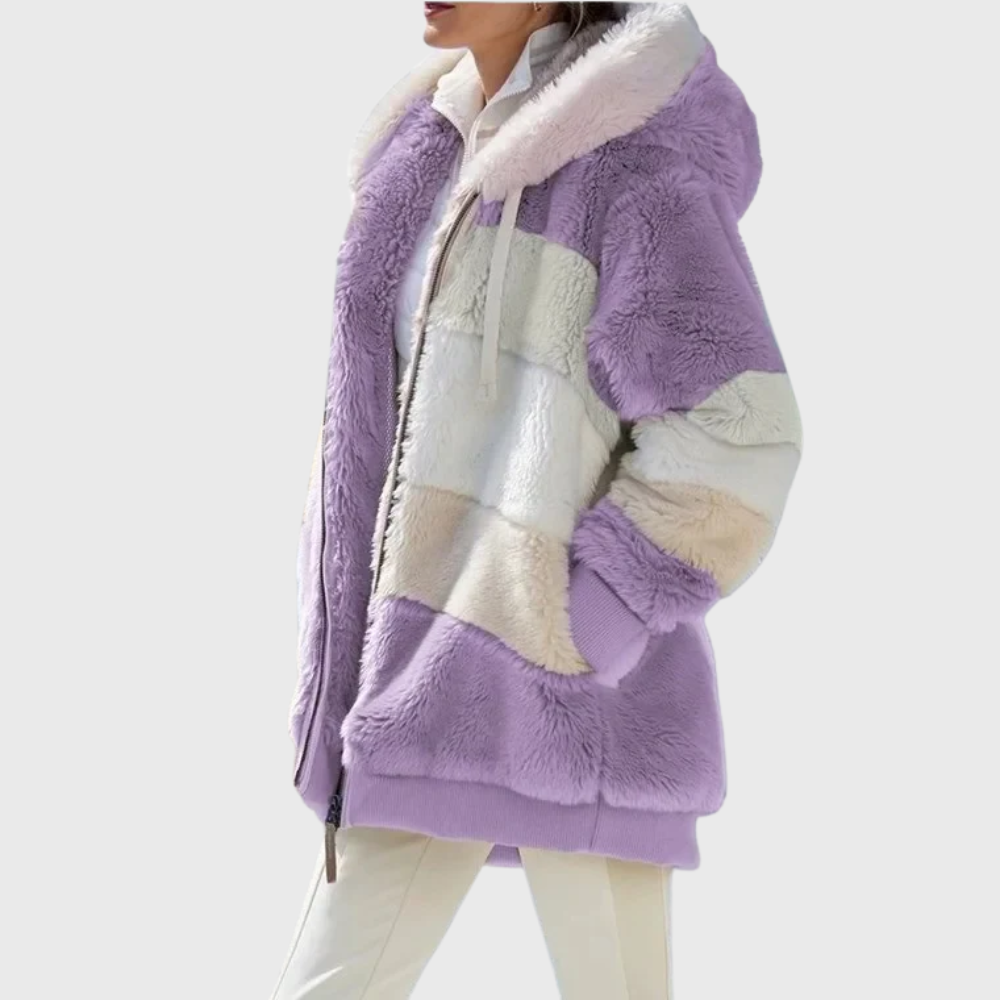 Sofia | Women's Puffer Jacket - Fleece Faux-Fur Hood