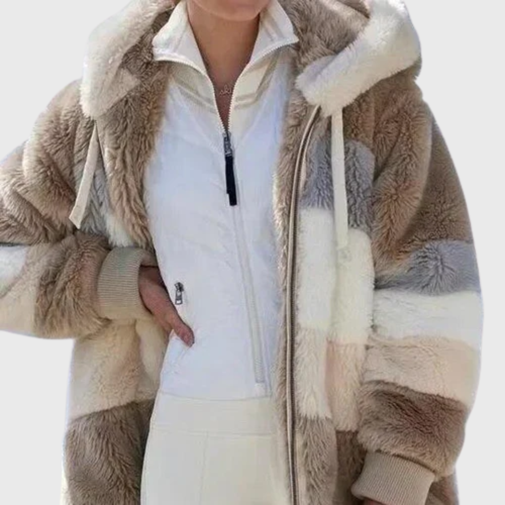 Sofia | Women's Puffer Jacket - Fleece Faux-Fur Hood