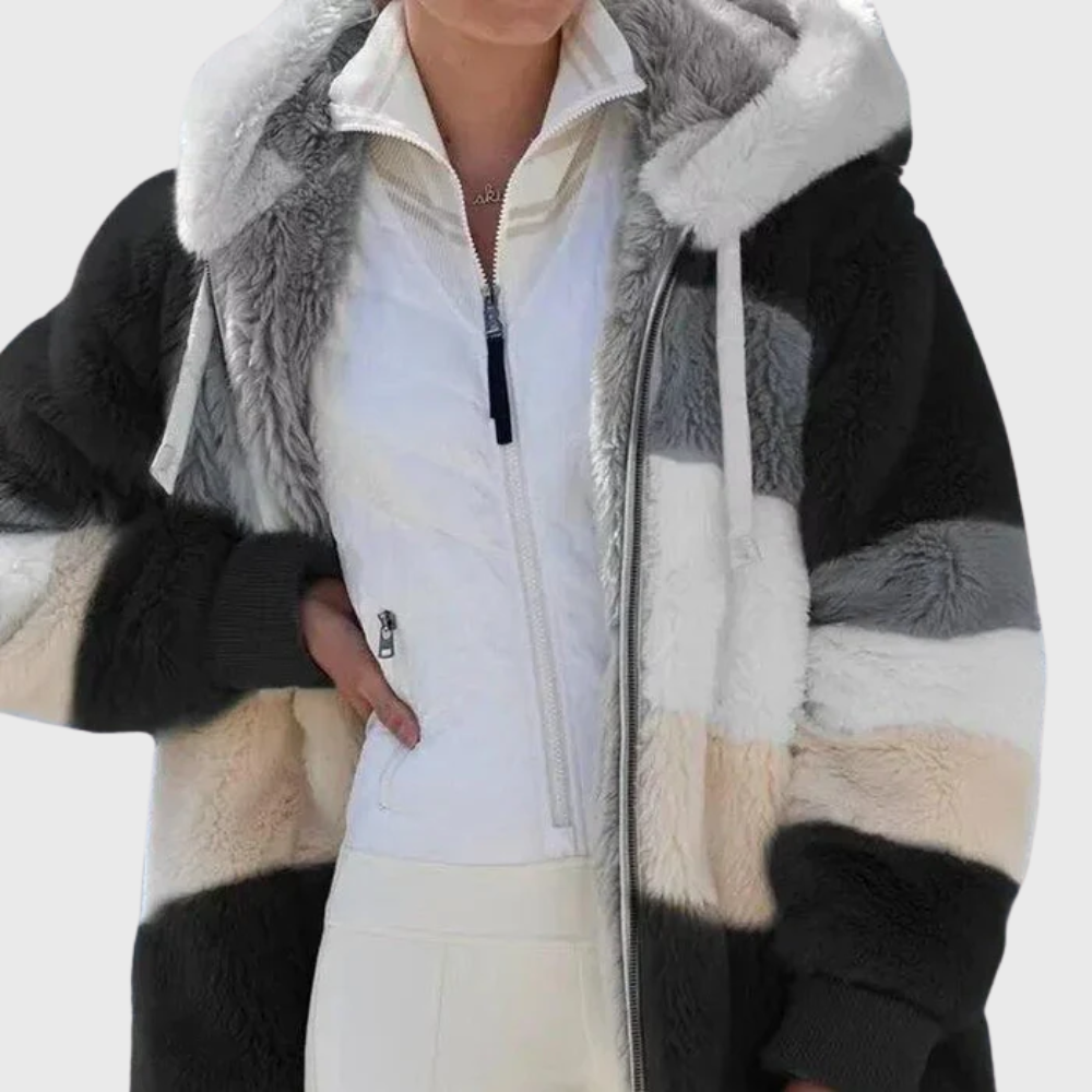 Sofia | Women's Puffer Jacket - Fleece Faux-Fur Hood