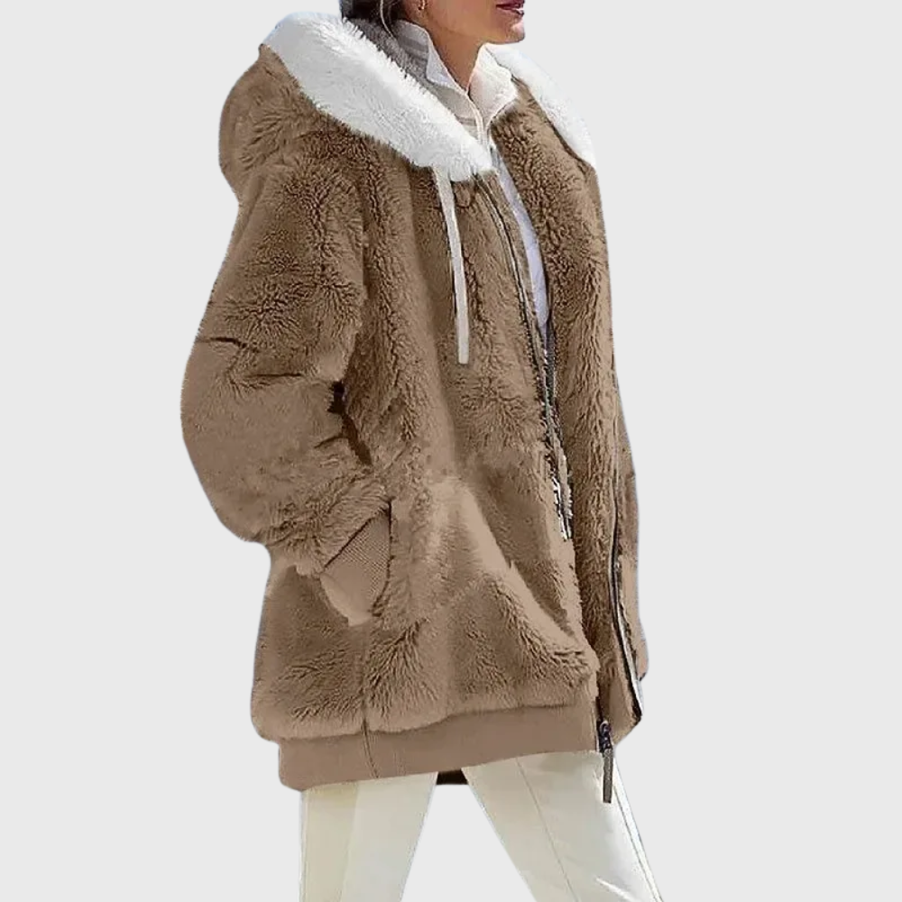 Sofia | Women's Puffer Jacket - Fleece Faux-Fur Hood