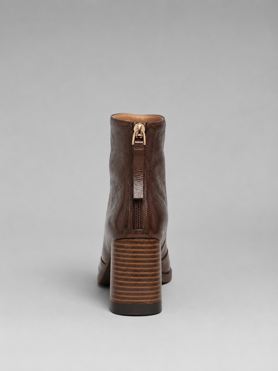 Romy | Women's Leather Heeled Ankle Boots - Square Toe Zip