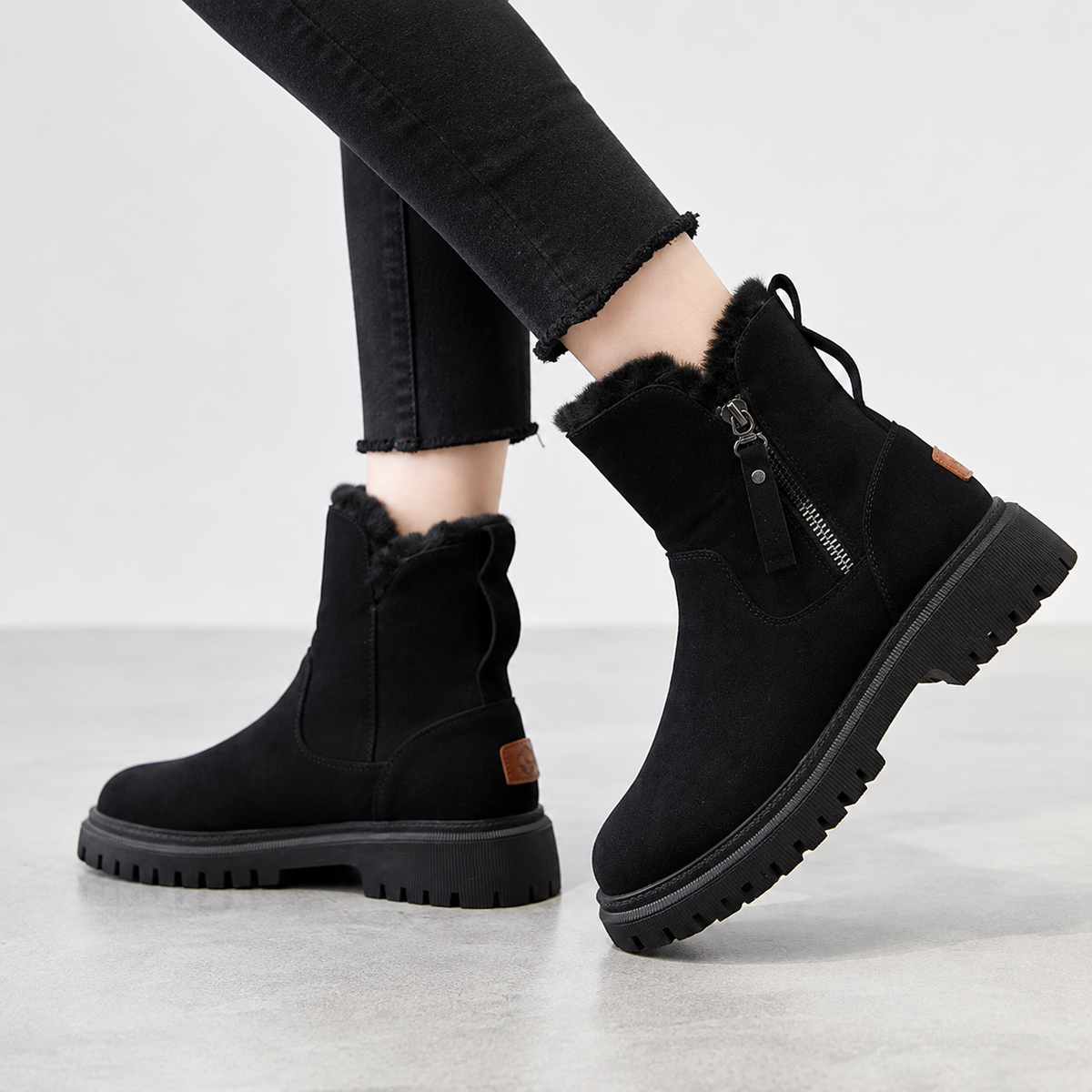 Rosalie | Suede Winter Boots with Faux Fur Lining and Chunky Sole