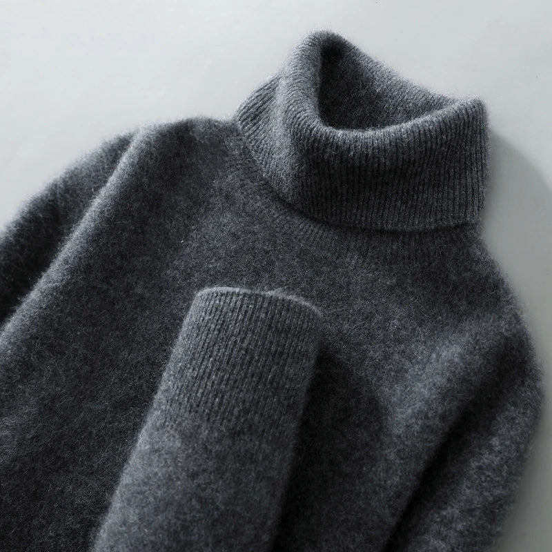 Greg | Men's Alpaca Wool Turtleneck Sweater - Tailored Fit Ribbed Cuffs
