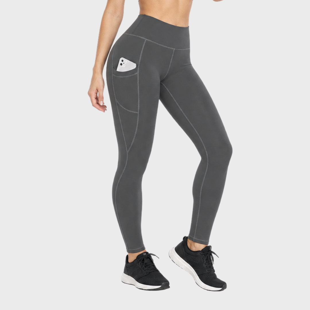 Tracy | Women's High Waisted Fleece Lined Leggings - Thermal Side Pockets