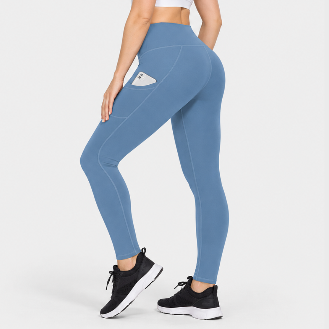 Tracy | Women's High Waisted Fleece Lined Leggings - Thermal Side Pockets