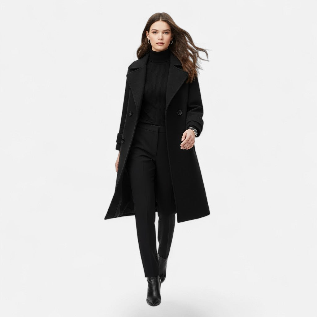 Vera | Women's Slim Cashmere Coat - Double Breasted Lapel