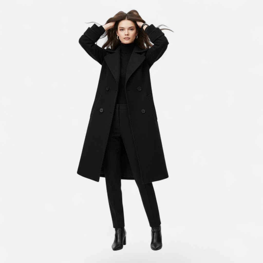 Vera | Women's Slim Cashmere Coat - Double Breasted Lapel
