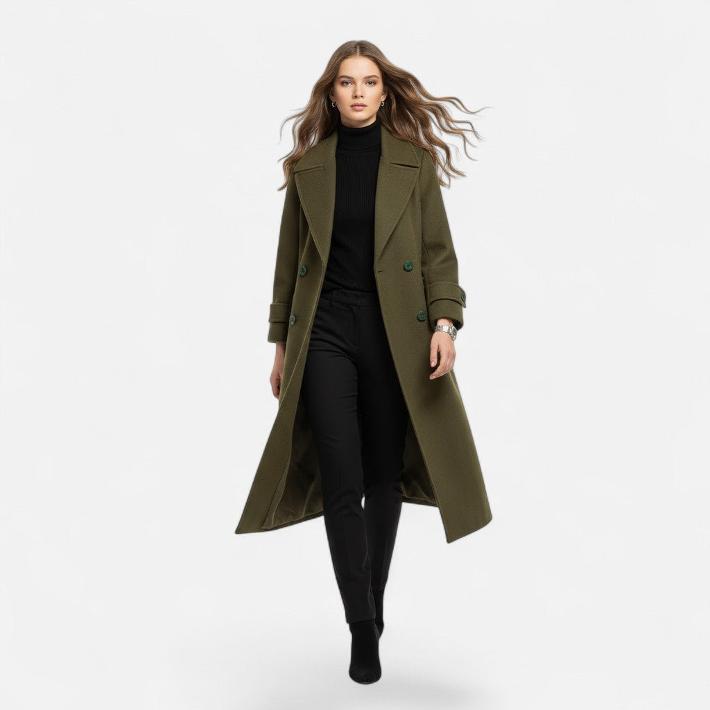 Vera | Women's Slim Cashmere Coat - Double Breasted Lapel