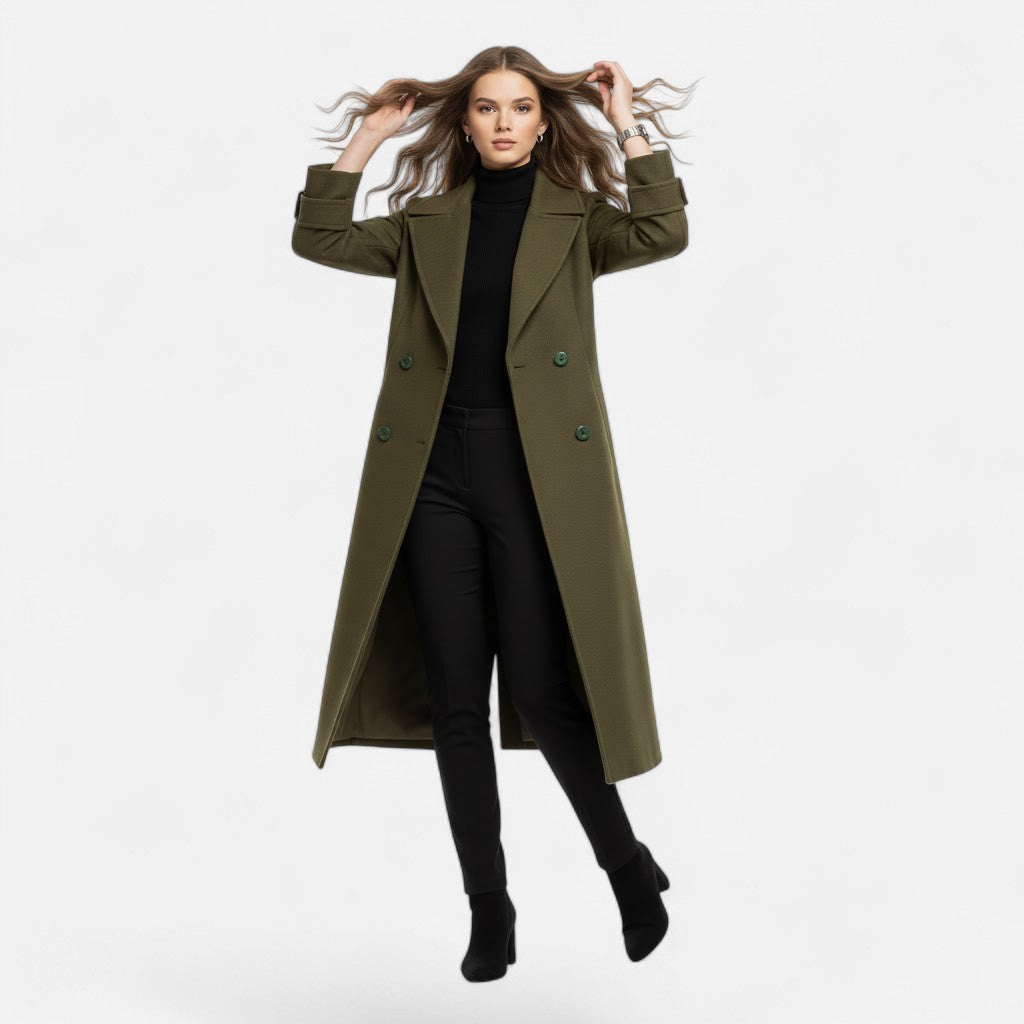 Vera | Women's Slim Cashmere Coat - Double Breasted Lapel