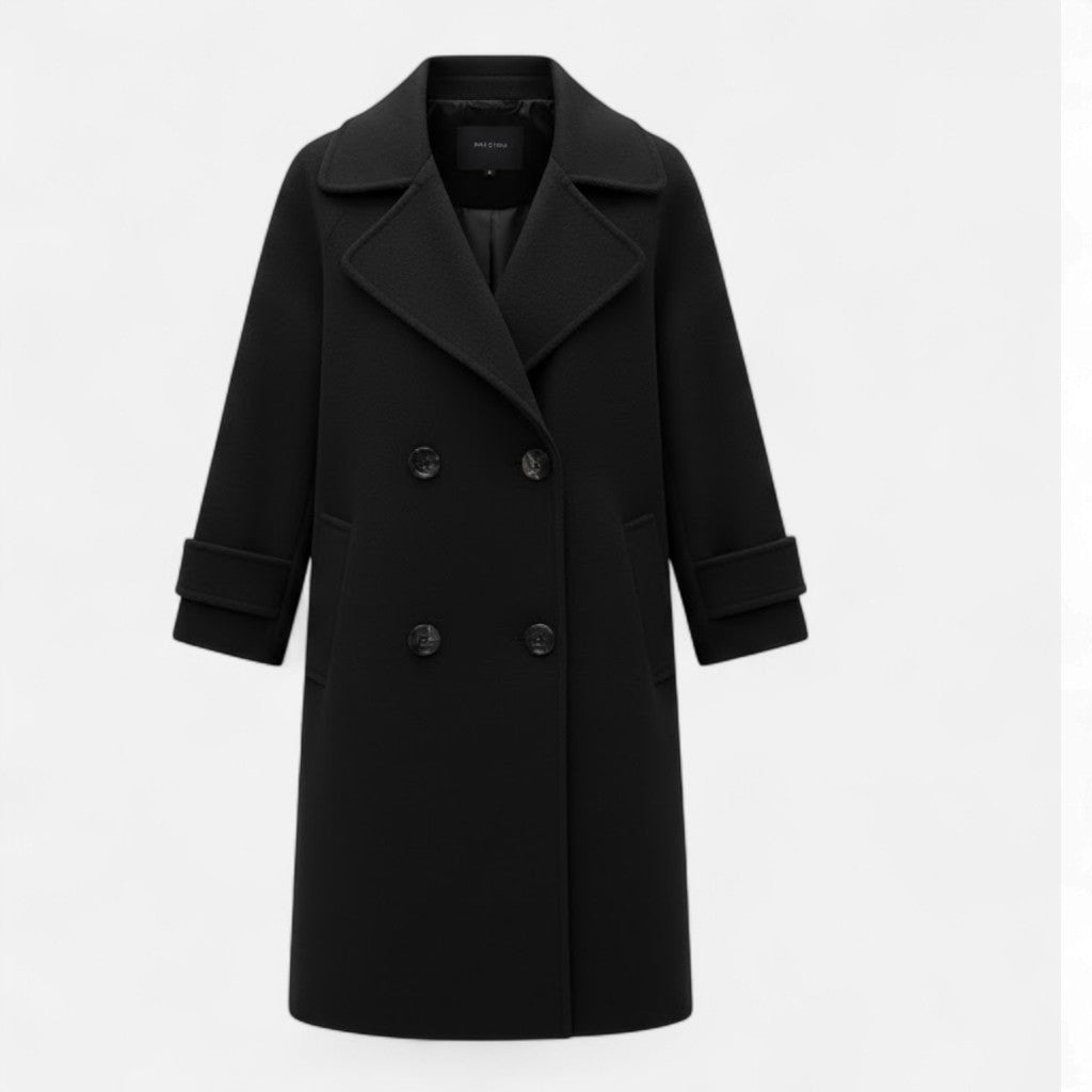 Vera | Women's Slim Cashmere Coat - Double Breasted Lapel