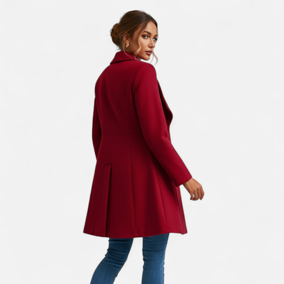 Vera | Women's Tailored Wool Coat - Notch Lapel Button Front